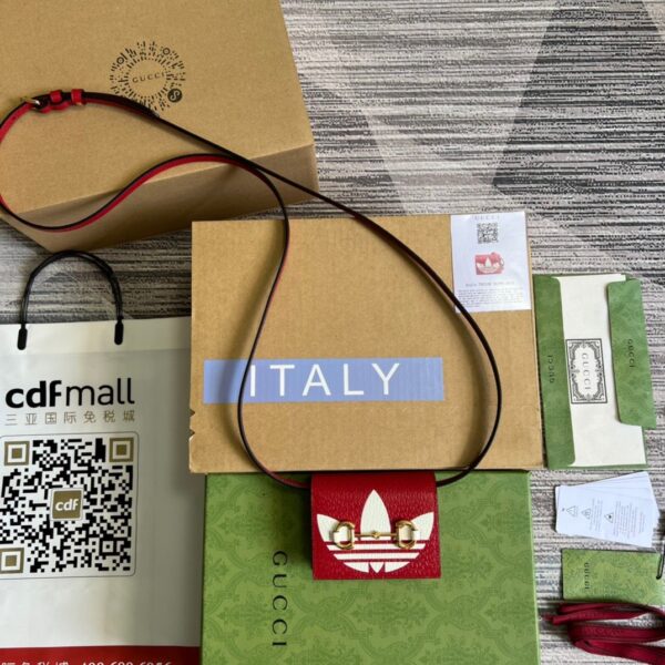 1:1 Replica Gucci x Adidas Card Case With Horsebit Red For Women, Women's Bags 4.2in/11cm GG‎