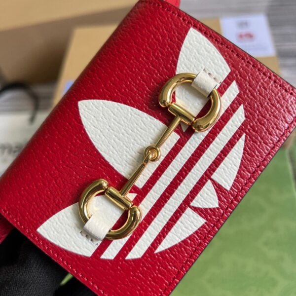 1:1 Replica Gucci x Adidas Card Case With Horsebit Red For Women, Women's Bags 4.2in/11cm GG‎