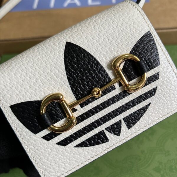 1:1 Replica Gucci x Adidas Card Case With Horsebit White For Women, Women's Bags 4.2in/11cm GG‎ 702248 DJ24G 8847