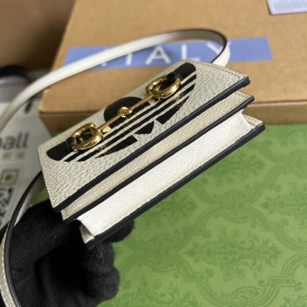 1:1 Replica Gucci x Adidas Card Case With Horsebit White For Women, Women's Bags 4.2in/11cm GG‎ 702248 DJ24G 8847