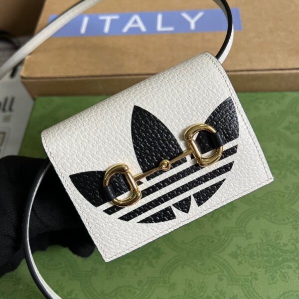 1:1 Replica Gucci x Adidas Card Case With Horsebit White For Women, Women's Bags 4.2in/11cm GG‎ 702248 DJ24G 8847