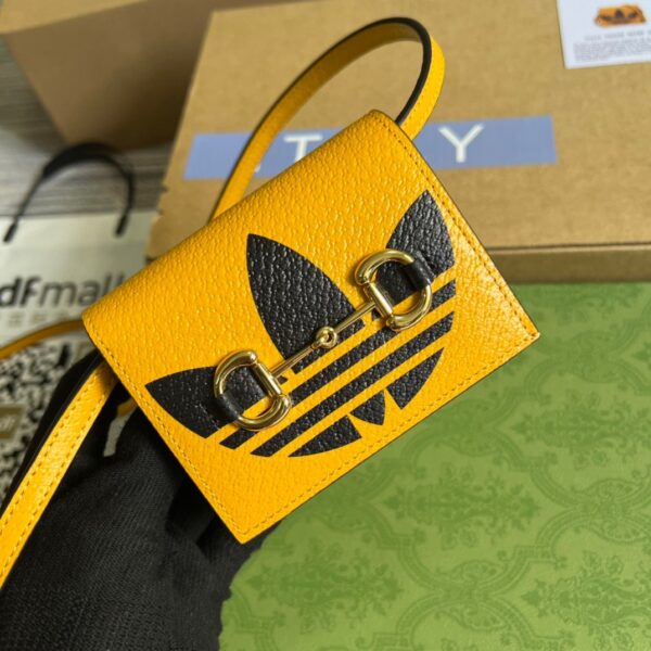 1:1 Replica Gucci x Adidas Card Case With Horsebit Yellow For Women, Women's Bags 4.2in/11cm GG‎ 702248 DJ24G 7673