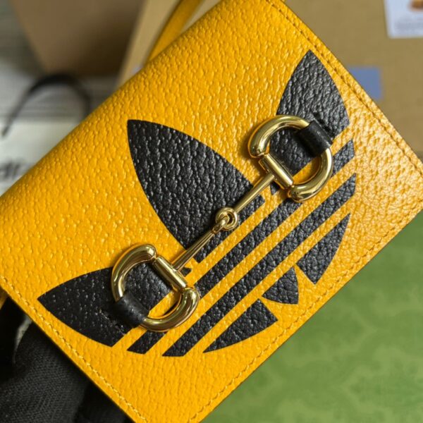 1:1 Replica Gucci x Adidas Card Case With Horsebit Yellow For Women, Women's Bags 4.2in/11cm GG‎ 702248 DJ24G 7673