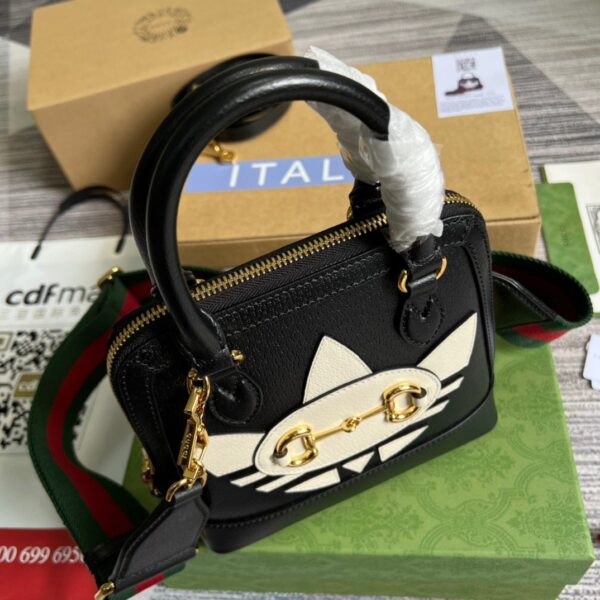 1:1 Replica Gucci x Adidas Horsebit 1955 Mini Bag Black For Women, Women's Bags 7.9in/20cm GG‎ 677212 U3ZDG 8726