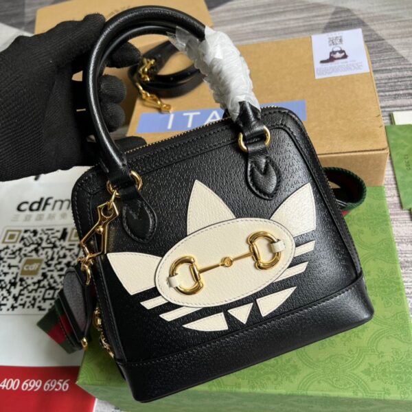 1:1 Replica Gucci x Adidas Horsebit 1955 Mini Bag Black For Women, Women's Bags 7.9in/20cm GG‎ 677212 U3ZDG 8726
