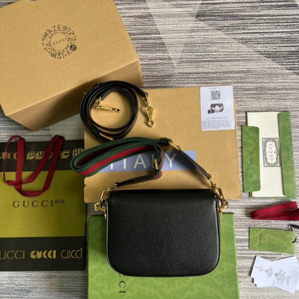 1:1 Replica Gucci x Adidas Horsebit 1955 Mini Bag Black For Women, Women's Bags 8.1in/21cm GG 658574 U3ZDG 8726