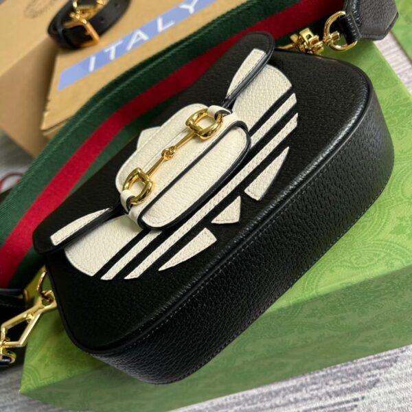 1:1 Replica Gucci x Adidas Horsebit 1955 Mini Bag Black For Women, Women's Bags 8.1in/21cm GG 658574 U3ZDG 8726