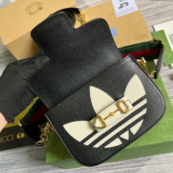 1:1 Replica Gucci x Adidas Horsebit 1955 Mini Bag Black For Women, Women's Bags 8.1in/21cm GG 658574 U3ZDG 8726