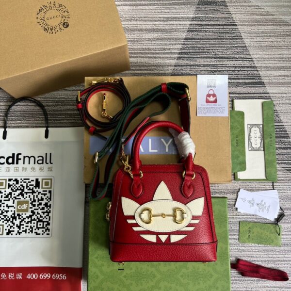 1:1 Replica Gucci x Adidas Horsebit 1955 Mini Bag Red For Women, Women's Bags 7.9in/20cm GG‎