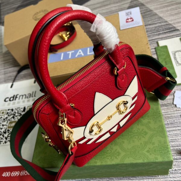 1:1 Replica Gucci x Adidas Horsebit 1955 Mini Bag Red For Women, Women's Bags 7.9in/20cm GG‎