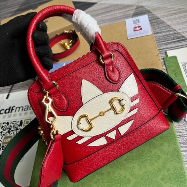 1:1 Replica Gucci x Adidas Horsebit 1955 Mini Bag Red For Women, Women's Bags 7.9in/20cm GG‎