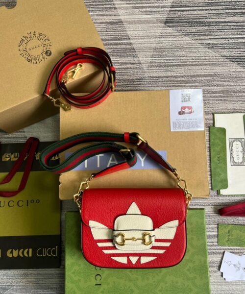 1:1 Replica Gucci x Adidas Horsebit 1955 Mini Bag Red For Women, Women's Bags 8.1in/21cm GG 658574 U3ZDG 6563