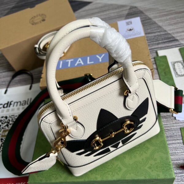 1:1 Replica Gucci x Adidas Horsebit 1955 Mini Bag White For Women, Women's Bags 7.9in/20cm GG‎ ‎677212 U3ZDG 8727