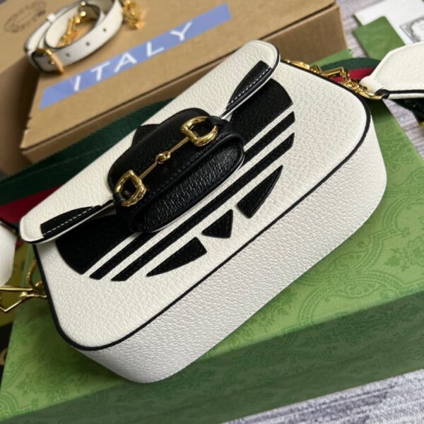 1:1 Replica Gucci x Adidas Horsebit 1955 Mini Bag White For Women, Women's Bags 8.1in/21cm GG 658574 U3ZDG 8727