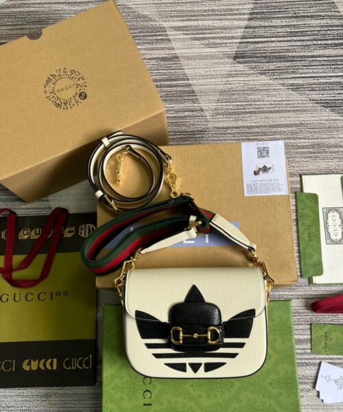 1:1 Replica Gucci x Adidas Horsebit 1955 Mini Bag White For Women, Women's Bags 8.1in/21cm GG 658574 U3ZDG 8727