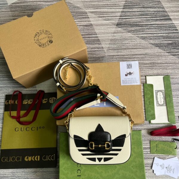 1:1 Replica Gucci x Adidas Horsebit 1955 Mini Bag White For Women, Women's Bags 8.1in/21cm GG 658574 U3ZDG 8727