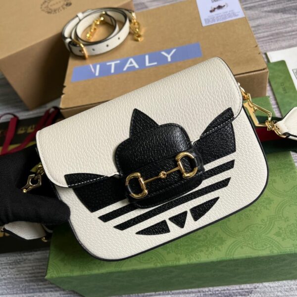 1:1 Replica Gucci x Adidas Horsebit 1955 Mini Bag White For Women, Women's Bags 8.1in/21cm GG 658574 U3ZDG 8727