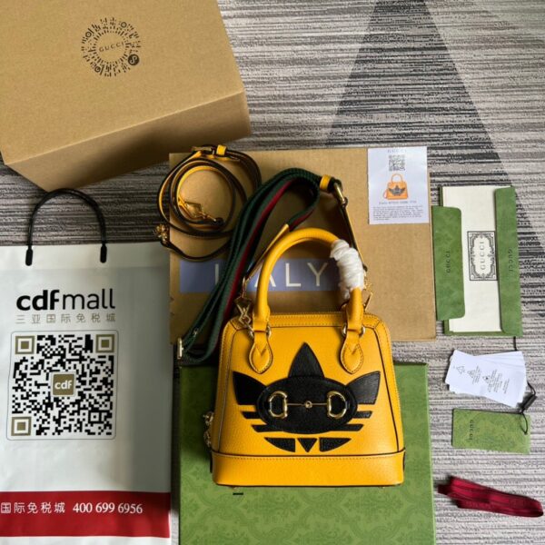 1:1 Replica Gucci x Adidas Horsebit 1955 Mini Bag Yellow For Women, Women's Bags 7.9in/20cm GG‎