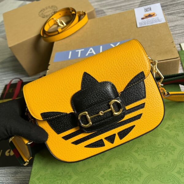 1:1 Replica Gucci x Adidas Horsebit 1955 Mini Bag Yellow For Women, Women's Bags 8.1in/21cm GG 658574 U3ZDG 7775