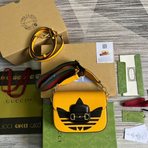 1:1 Replica Gucci x Adidas Horsebit 1955 Mini Bag Yellow For Women, Women's Bags 8.1in/21cm GG 658574 U3ZDG 7775