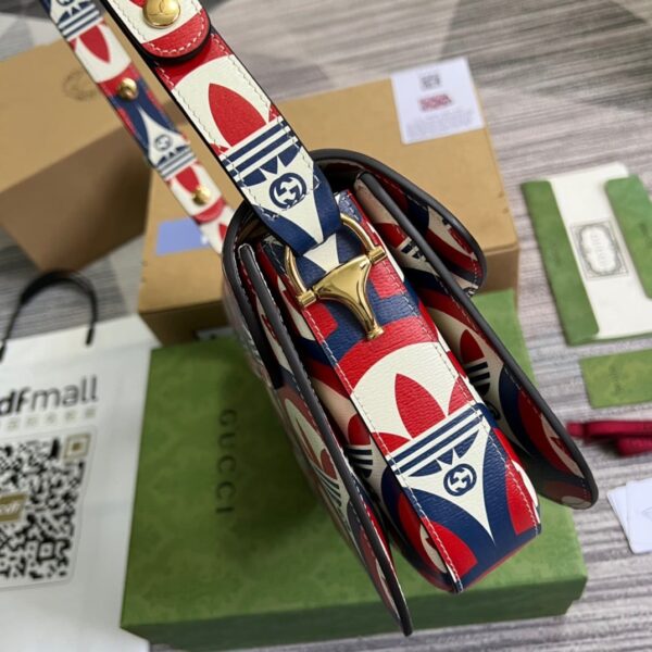 1:1 Replica Gucci x Adidas Horsebit 1955 Shoulder Bag Blue/Red For Women, Women's Bags 9.8in/25cm GG 602204 UVG0G 4168