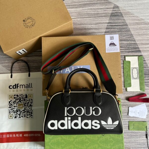 1:1 Replica Gucci x Adidas Mini Duffle Bag Black For Women, Women's Bags 12.4in/32cm GG 702397 U3ZCT 8726