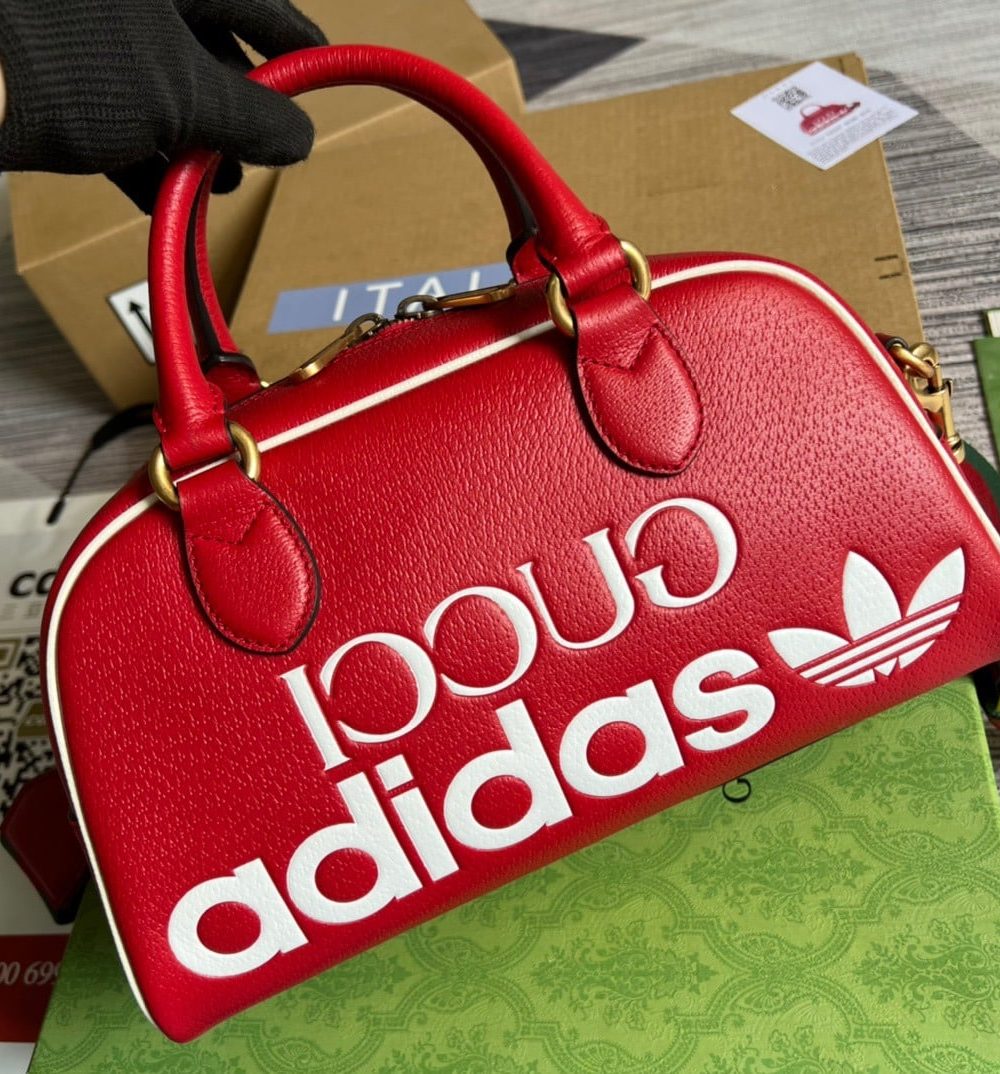 1:1 Replica Gucci x Adidas Mini Duffle Bag Red For Women, Women's Bags 12.4in/32cm GG 702397 U3ZCT 6563