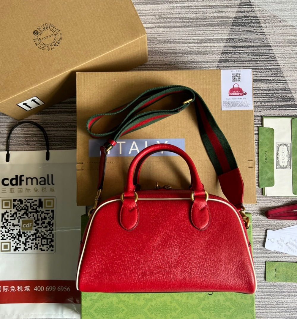 1:1 Replica Gucci x Adidas Mini Duffle Bag Red For Women, Women's Bags 12.4in/32cm GG 702397 U3ZCT 6563