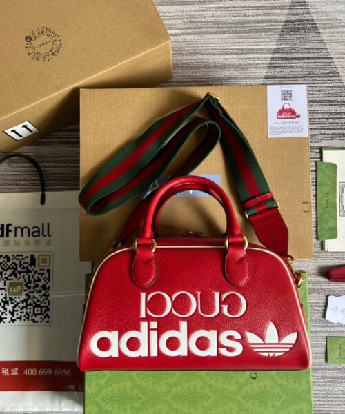 1:1 Replica Gucci x Adidas Mini Duffle Bag Red For Women, Women's Bags 12.4in/32cm GG 702397 U3ZCT 6563