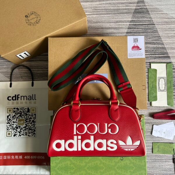 1:1 Replica Gucci x Adidas Mini Duffle Bag Red For Women, Women's Bags 12.4in/32cm GG 702397 U3ZCT 6563