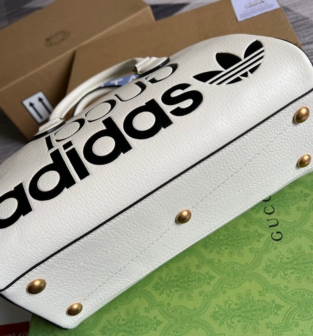 1:1 Replica Gucci x Adidas Mini Duffle Bag White For Women, Women's Bags 12.4in/32cm GG 702397 U3ZCT 8727