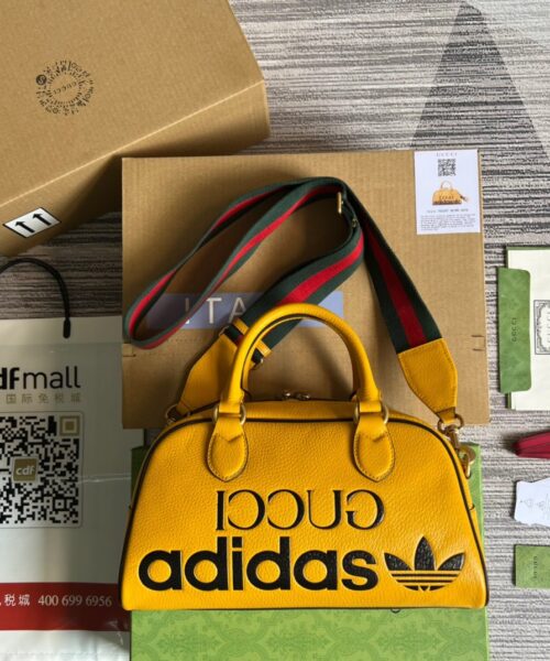 1:1 Replica Gucci x Adidas Mini Duffle Bag Yellow For Women, Women's Bags 12.4in/32cm GG