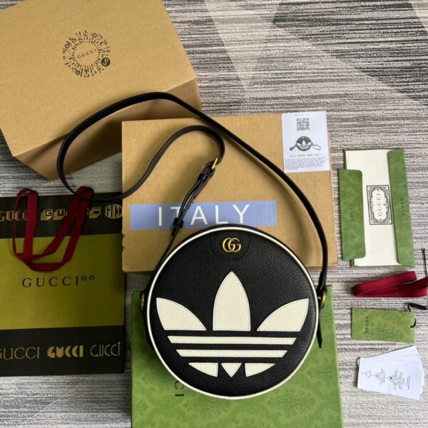 1:1 Replica Gucci x Adidas Ophidia Shoulder Bag Black For Women, Women's Bags 8.6in/22cm GG