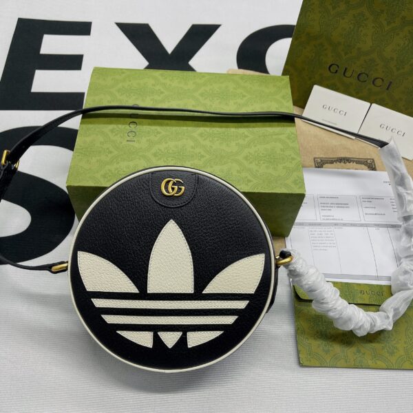 1:1 Replica Gucci x Adidas Ophidia Shoulder Bag Black For Women, Women's Bags 8.6in/22cm GG
