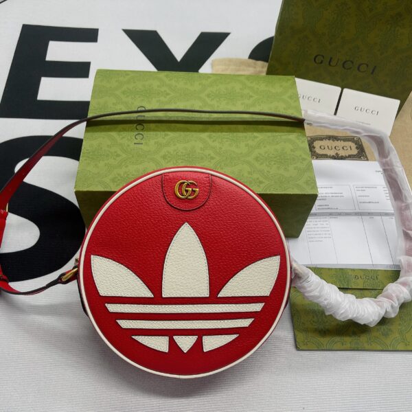 1:1 Replica Gucci x Adidas Ophidia Shoulder Bag Red For Women, Women's Bags 8.6in/22cm GG 702626 DJ24T 6484
