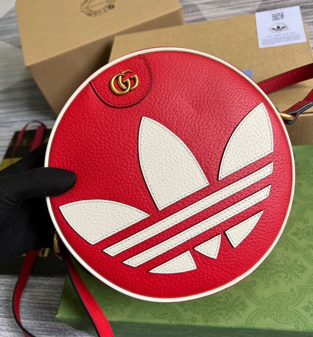 1:1 Replica Gucci x Adidas Ophidia Shoulder Bag Red For Women, Women's Bags 8.6in/22cm GG 702626 DJ24T 6484