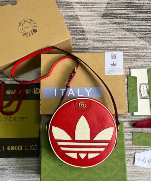 1:1 Replica Gucci x Adidas Ophidia Shoulder Bag Red For Women, Women's Bags 8.6in/22cm GG 702626 DJ24T 6484
