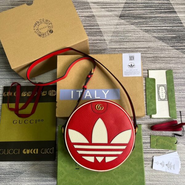 1:1 Replica Gucci x Adidas Ophidia Shoulder Bag Red For Women, Women's Bags 8.6in/22cm GG 702626 DJ24T 6484