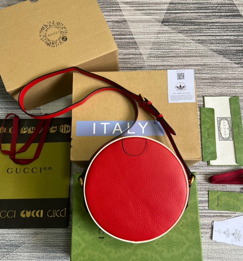 1:1 Replica Gucci x Adidas Ophidia Shoulder Bag Red For Women, Women's Bags 8.6in/22cm GG 702626 DJ24T 6484