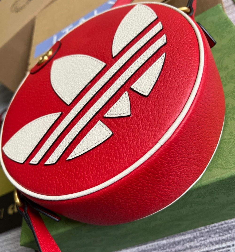 1:1 Replica Gucci x Adidas Ophidia Shoulder Bag Red For Women, Women's Bags 8.6in/22cm GG 702626 DJ24T 6484