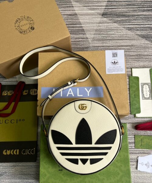 1:1 Replica Gucci x Adidas Ophidia Shoulder Bag White For Women, Women's Bags 8.6in/22cm GG 702626 DJ24T 8847