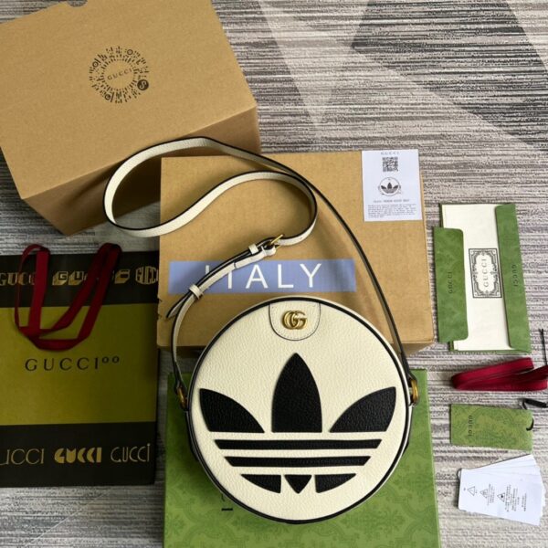 1:1 Replica Gucci x Adidas Ophidia Shoulder Bag White For Women, Women's Bags 8.6in/22cm GG 702626 DJ24T 8847