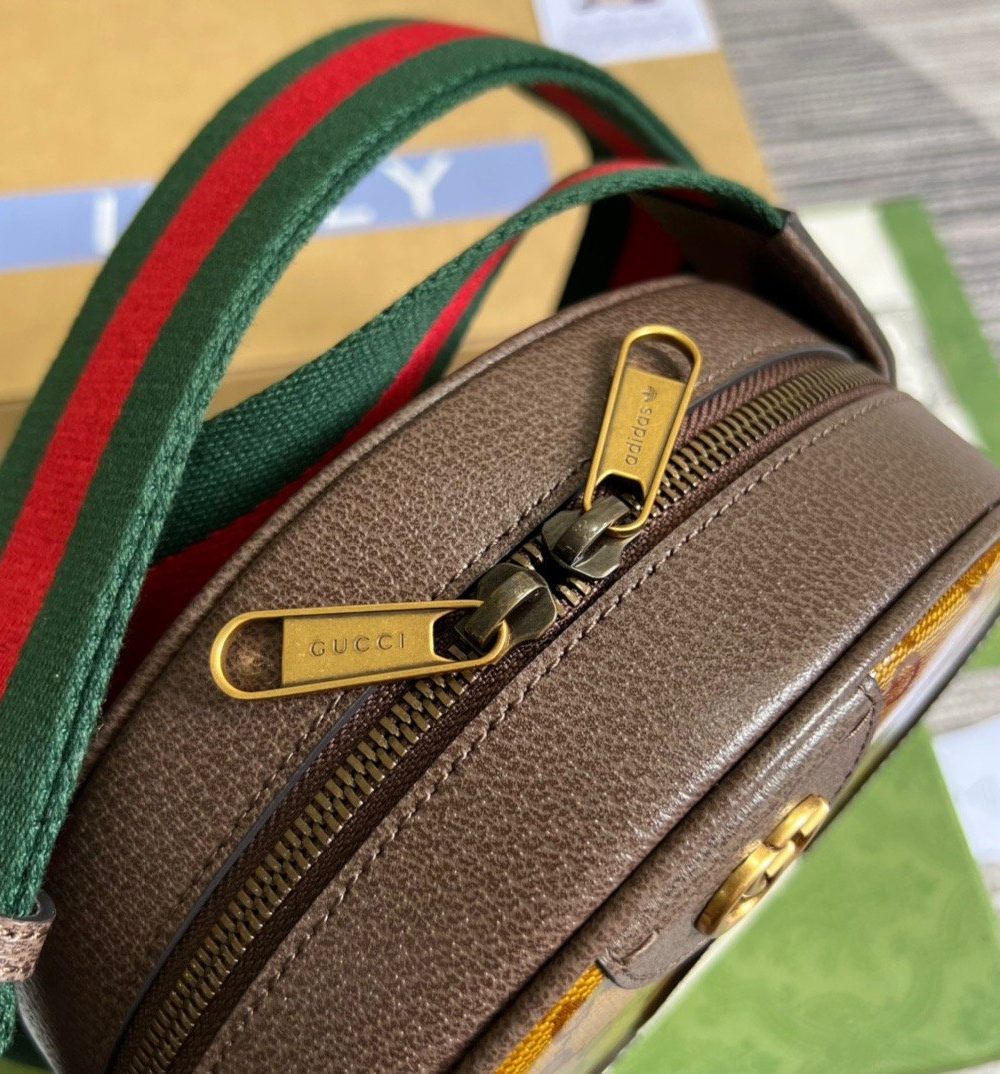 1:1 Replica Gucci x Adidas Ophidia Small Shoulder Bag Brown For Women, Women's Bags 8.6in/22cm GG 702640 UVSKT 7268