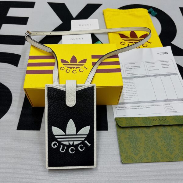 1:1 Replica Gucci x Adidas Phone Case Black For Women, Women's Bags 7.3in/18cm GG‎