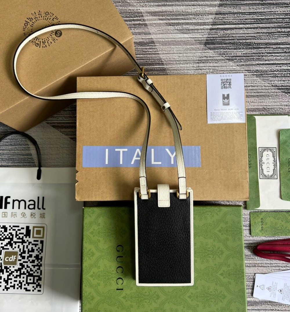 1:1 Replica Gucci x Adidas Phone Case Black For Women, Women's Bags 7.3in/18cm GG‎