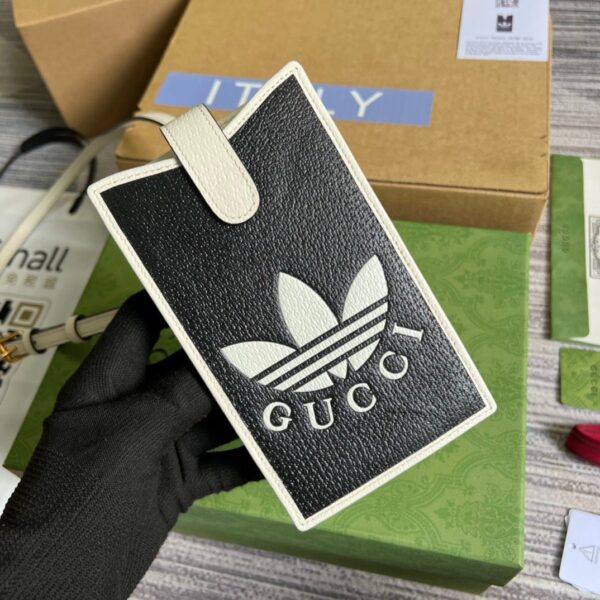 1:1 Replica Gucci x Adidas Phone Case Black For Women, Women's Bags 7.3in/18cm GG‎