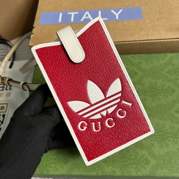 1:1 Replica Gucci x Adidas Phone Case Red For Women, Women's Bags 7.3in/18cm GG‎ ‎702203 UZ3BT 6484