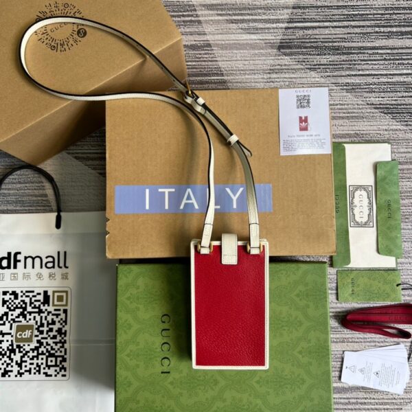 1:1 Replica Gucci x Adidas Phone Case Red For Women, Women's Bags 7.3in/18cm GG‎ ‎702203 UZ3BT 6484