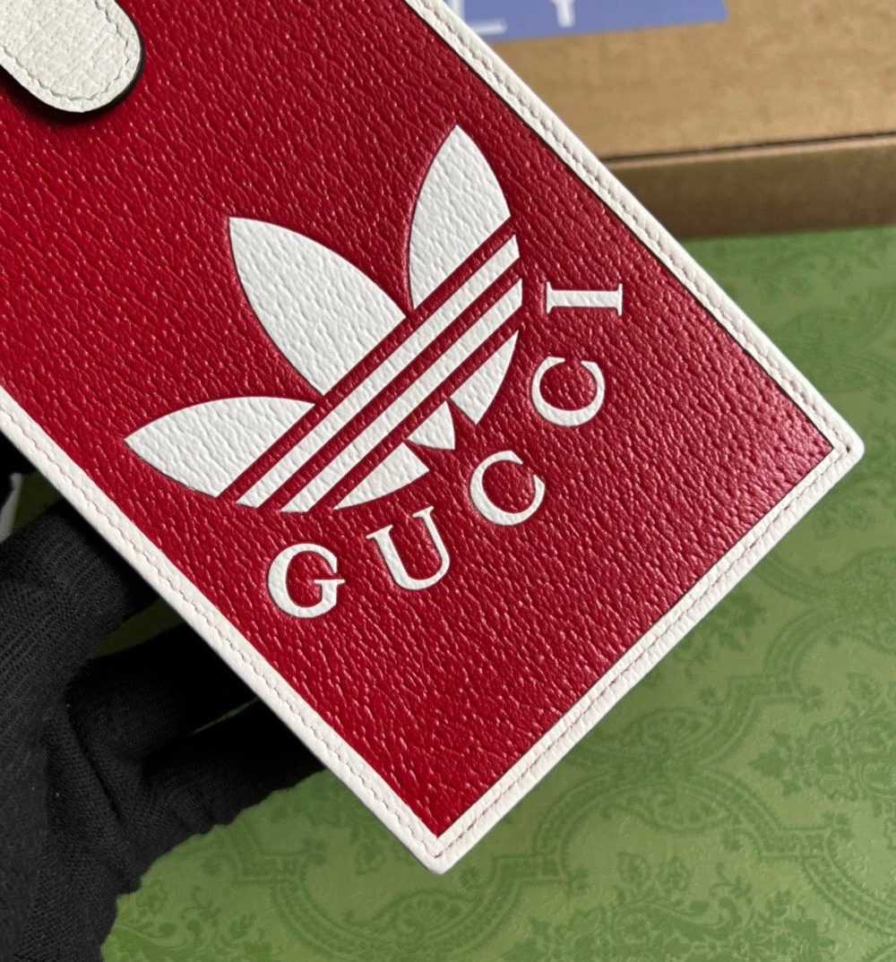 1:1 Replica Gucci x Adidas Phone Case Red For Women, Women's Bags 7.3in/18cm GG‎ ‎702203 UZ3BT 6484