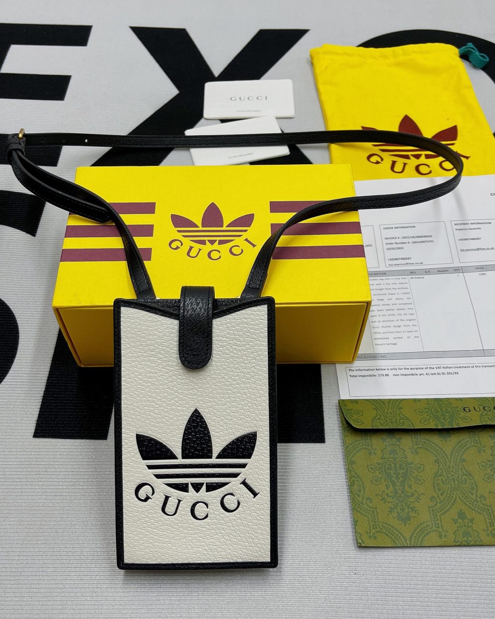 1:1 Replica Gucci x Adidas Phone Case White For Women, Women's Bags 7.3in/18cm GG‎